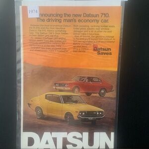 Vintage 1974 Datsun 710 The Driving Man/s Economy Car Ad Advertisement